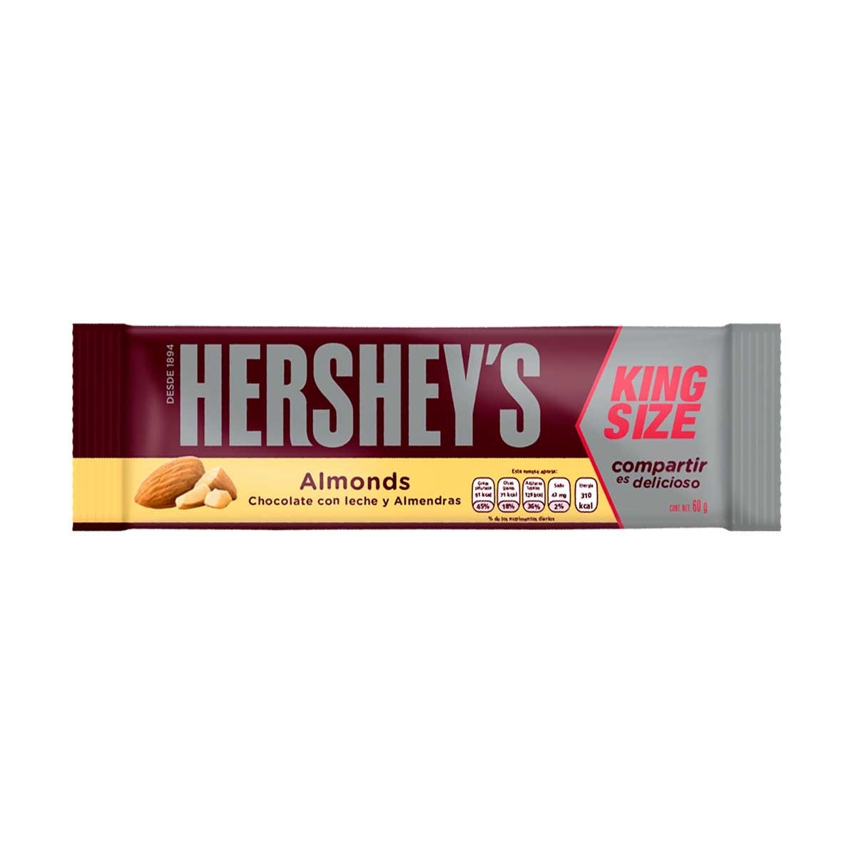 Barra Hersheys Sabor Almendra King Size 60 Grs