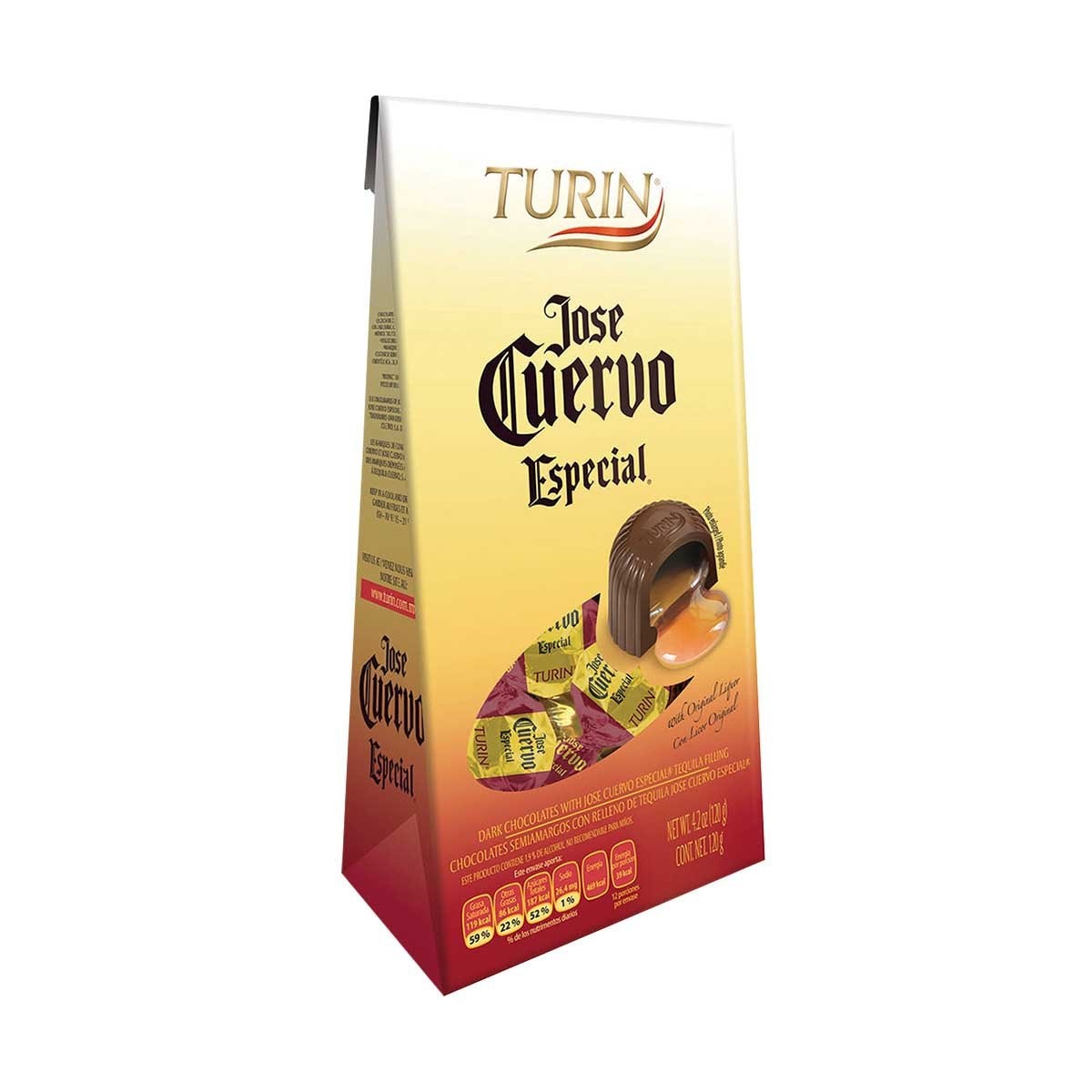 Bolsa con Chocolates Stand Up Jose Cuervo Turin 120 Grs