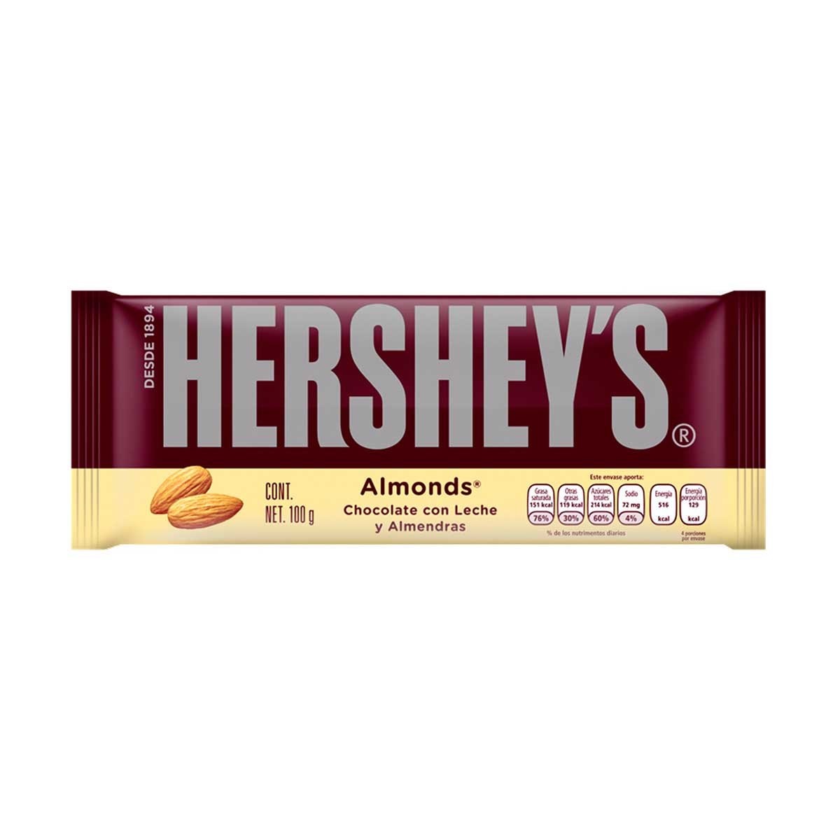Barra de Hersheys Sabor Almendras 100 Grs