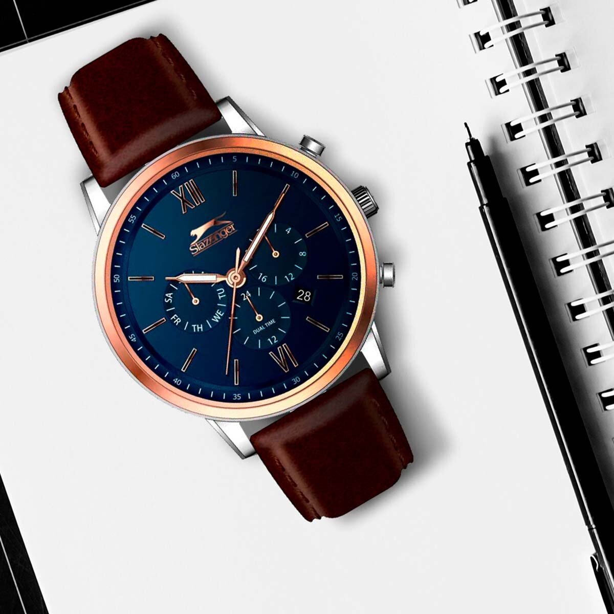 Reloj para Caballero Slazenger de Piel Cafe