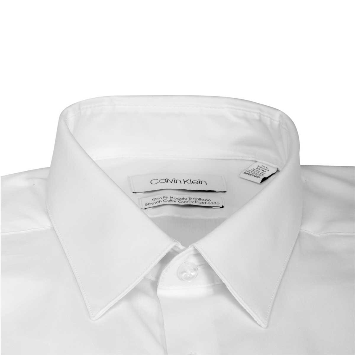 Camisa de Vestir Básica para Caballero Calvin Klein Stretch Blanca