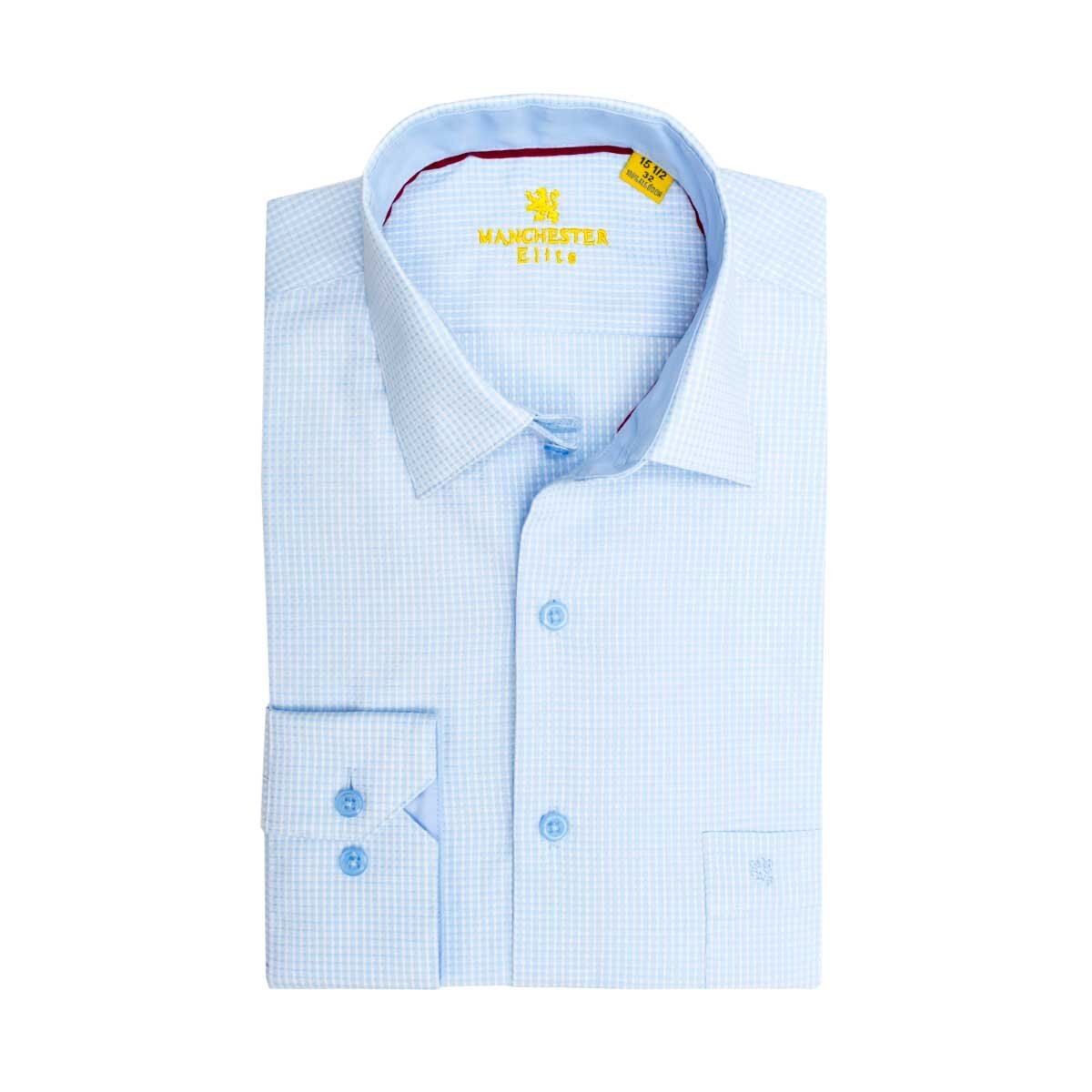 Camisa de Vestir a Cuadros Azul para Caballero Manchester
