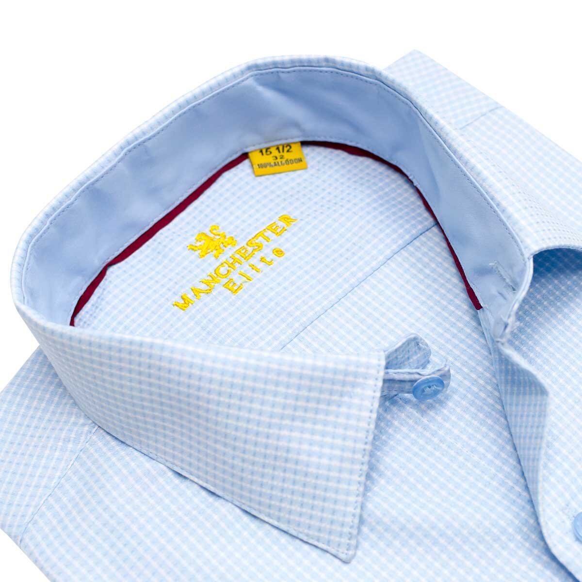 Camisa de Vestir a Cuadros Azul para Caballero Manchester