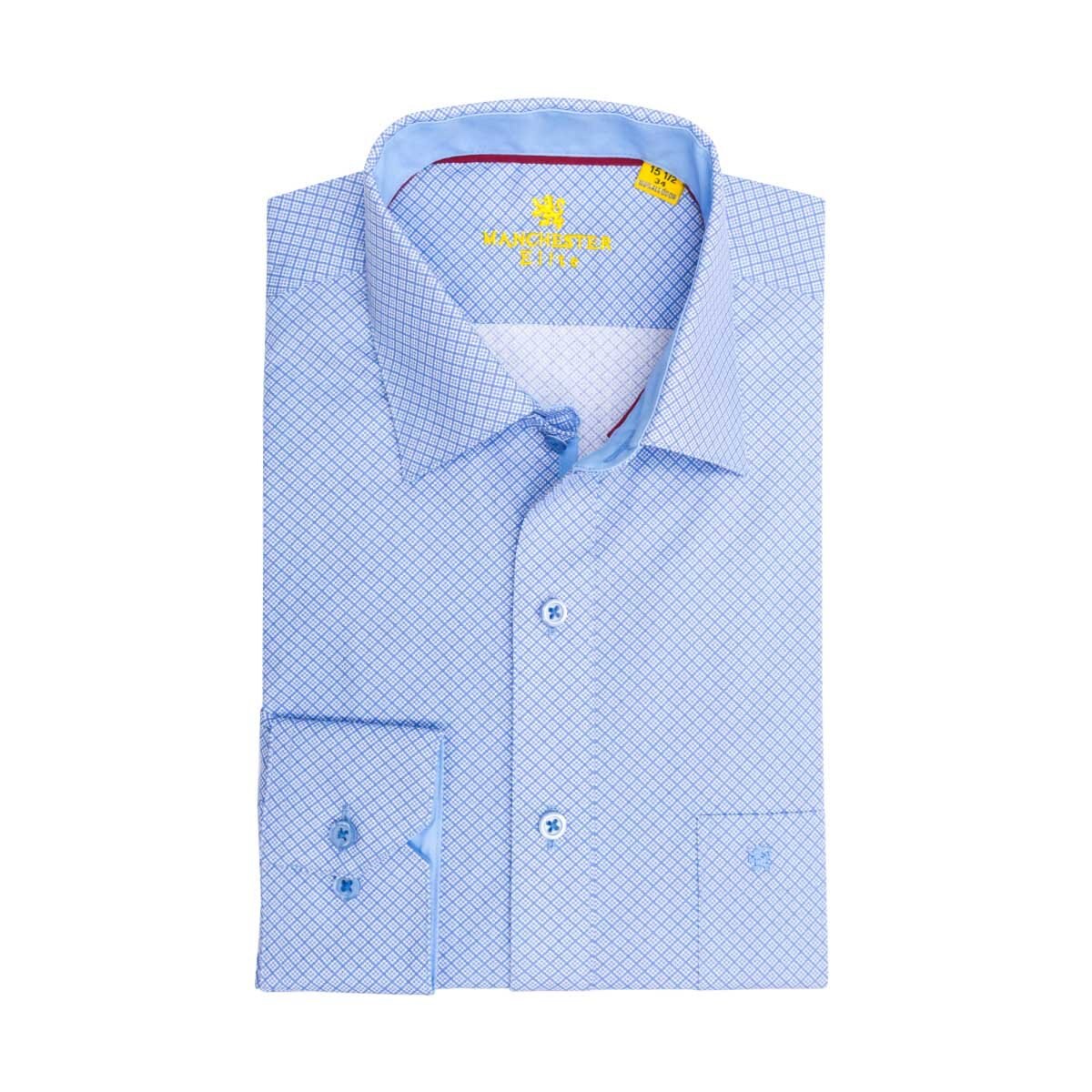 Camisa de Vestir con Estampado Azul para Caballero Manchester