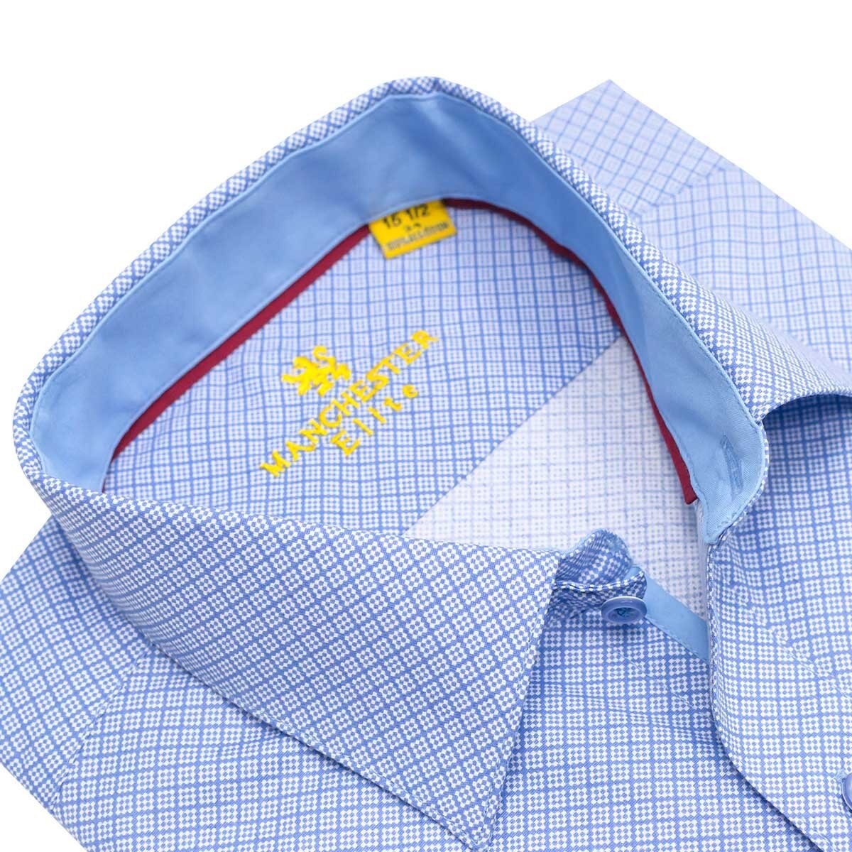 Camisa de Vestir con Estampado Azul para Caballero Manchester