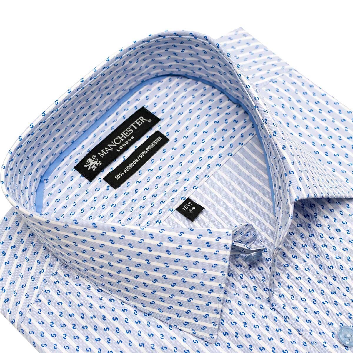 Camisa de Vestir Rayada Azul para Caballero Manchester
