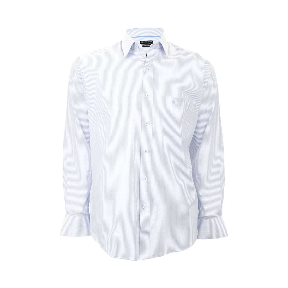 Camisa de Vestir Rayada Azul para Caballero Manchester
