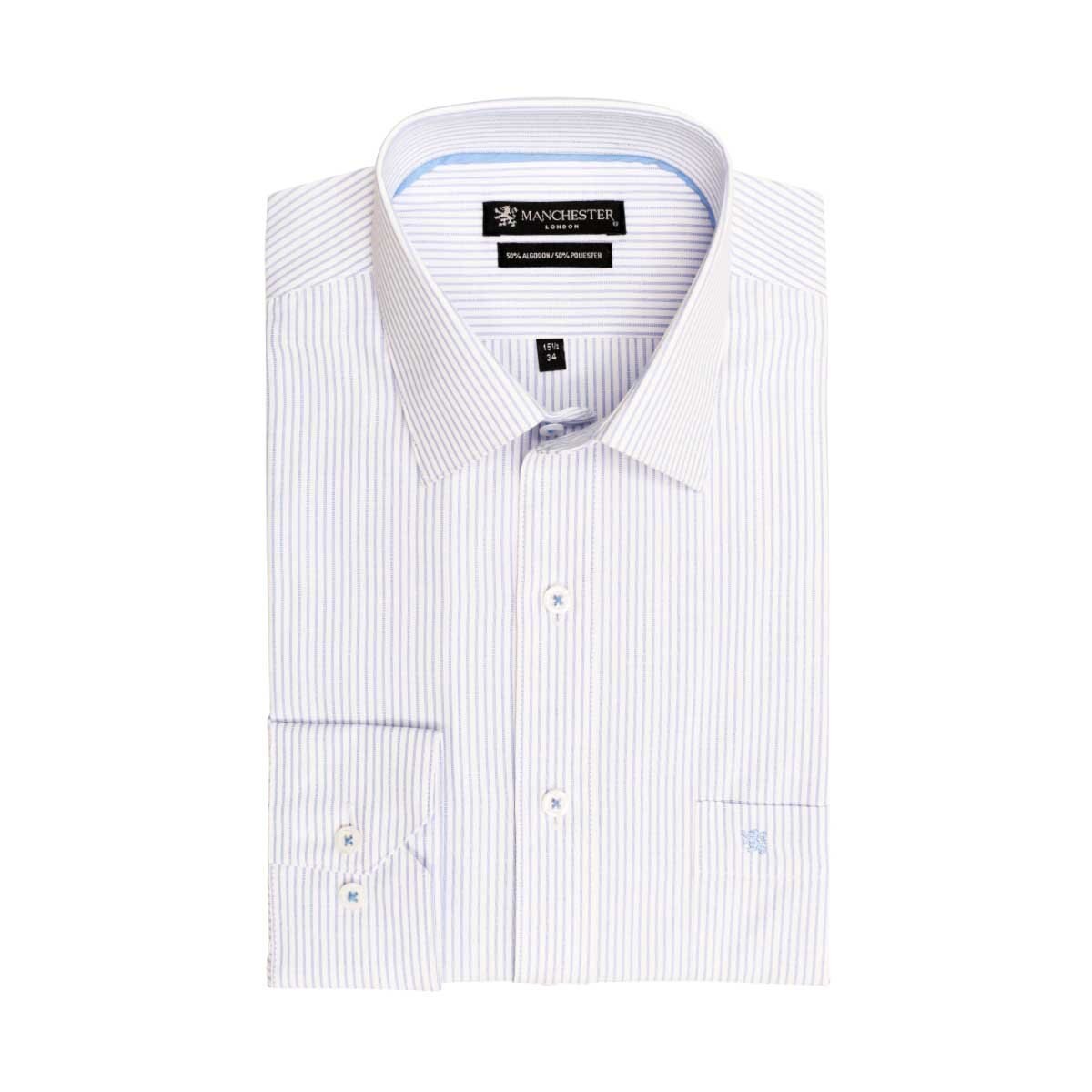 Camisa de Vestir Rayada Azul para Caballero Manchester