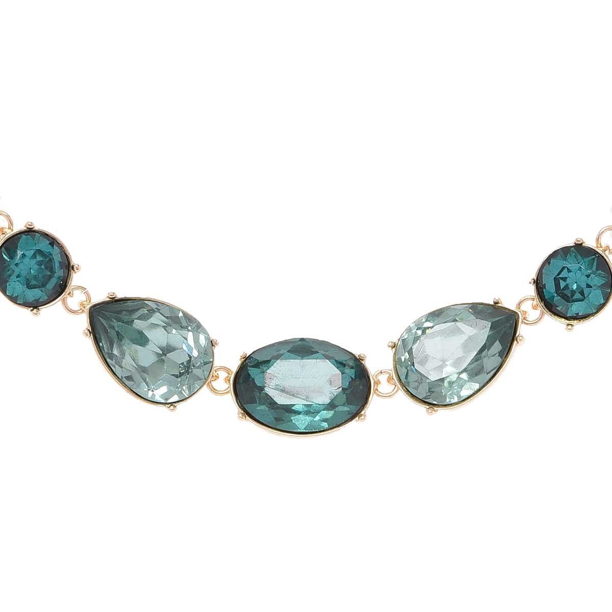Collar Dorado Detalle Centrado de Resina en Tonos Verdes Nine West