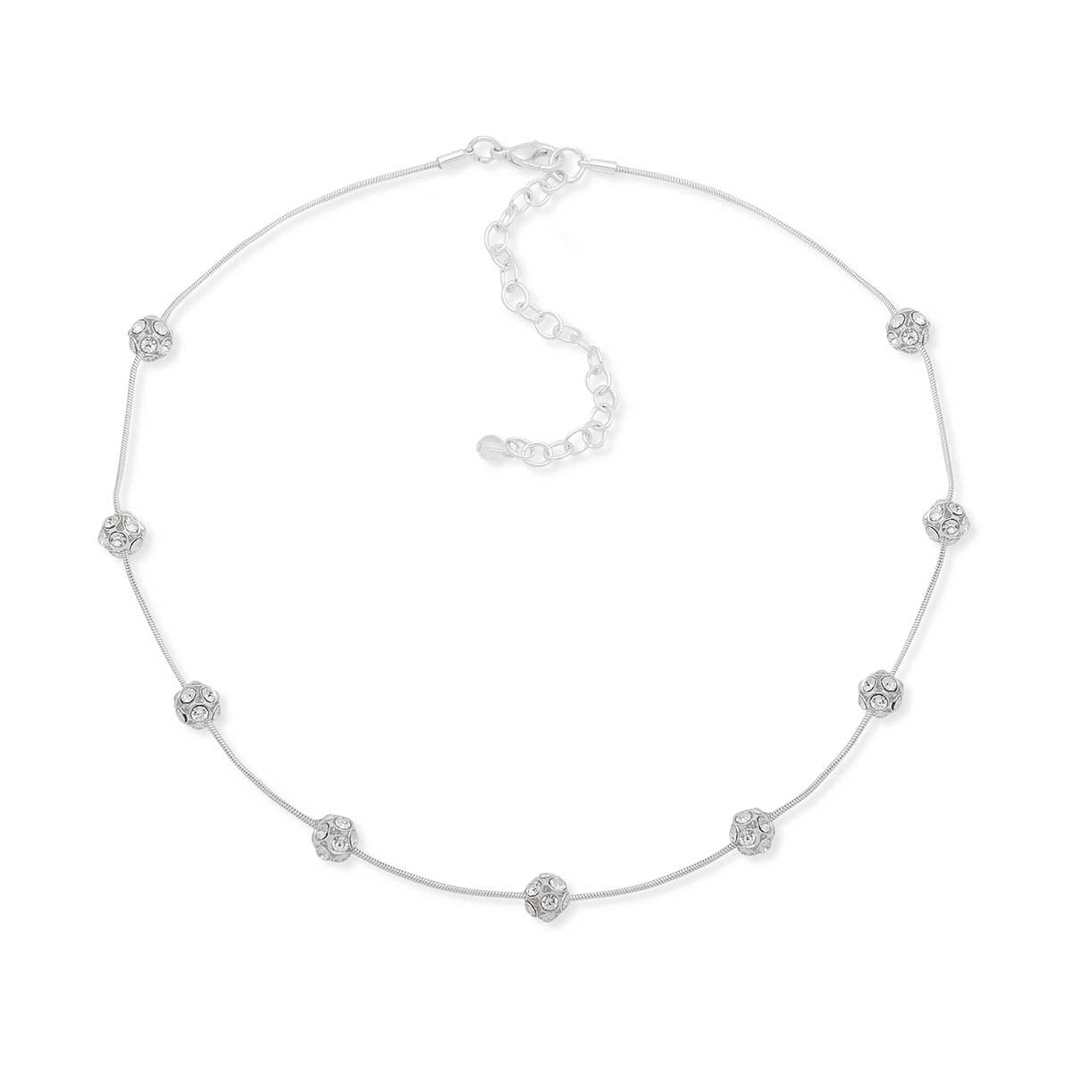 Collar Plateado Tipo Sencillo con Detalles de Esfera Y Cristal Color Claro Alrededor You\'re Invited