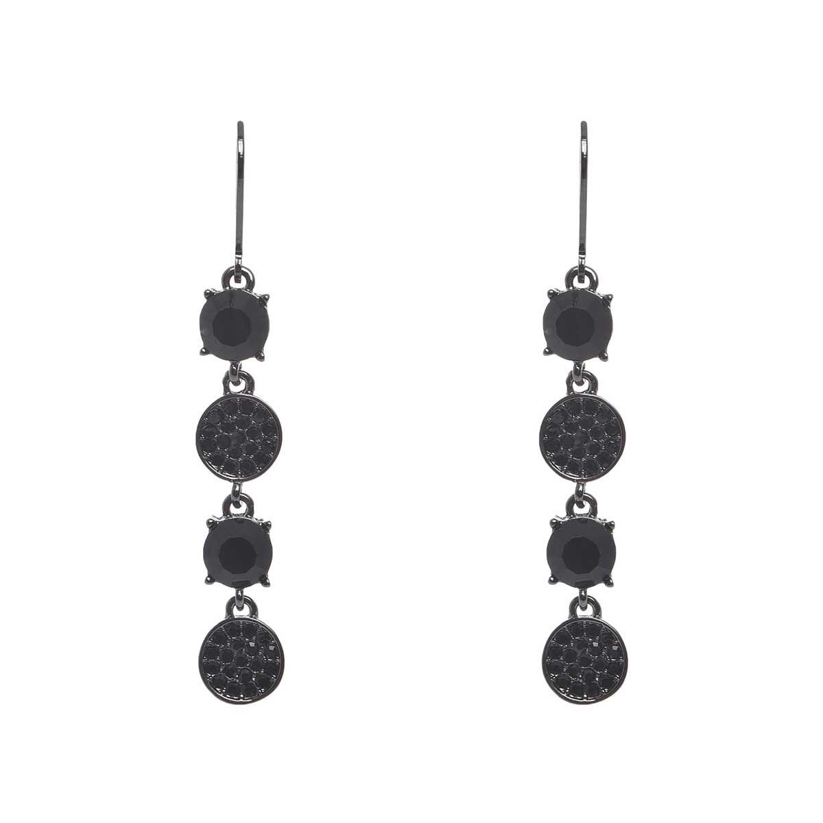 Aretes Gunmetal con Cuádruple Colgante en Formas Geométricas con Resina Color Negro Nine West