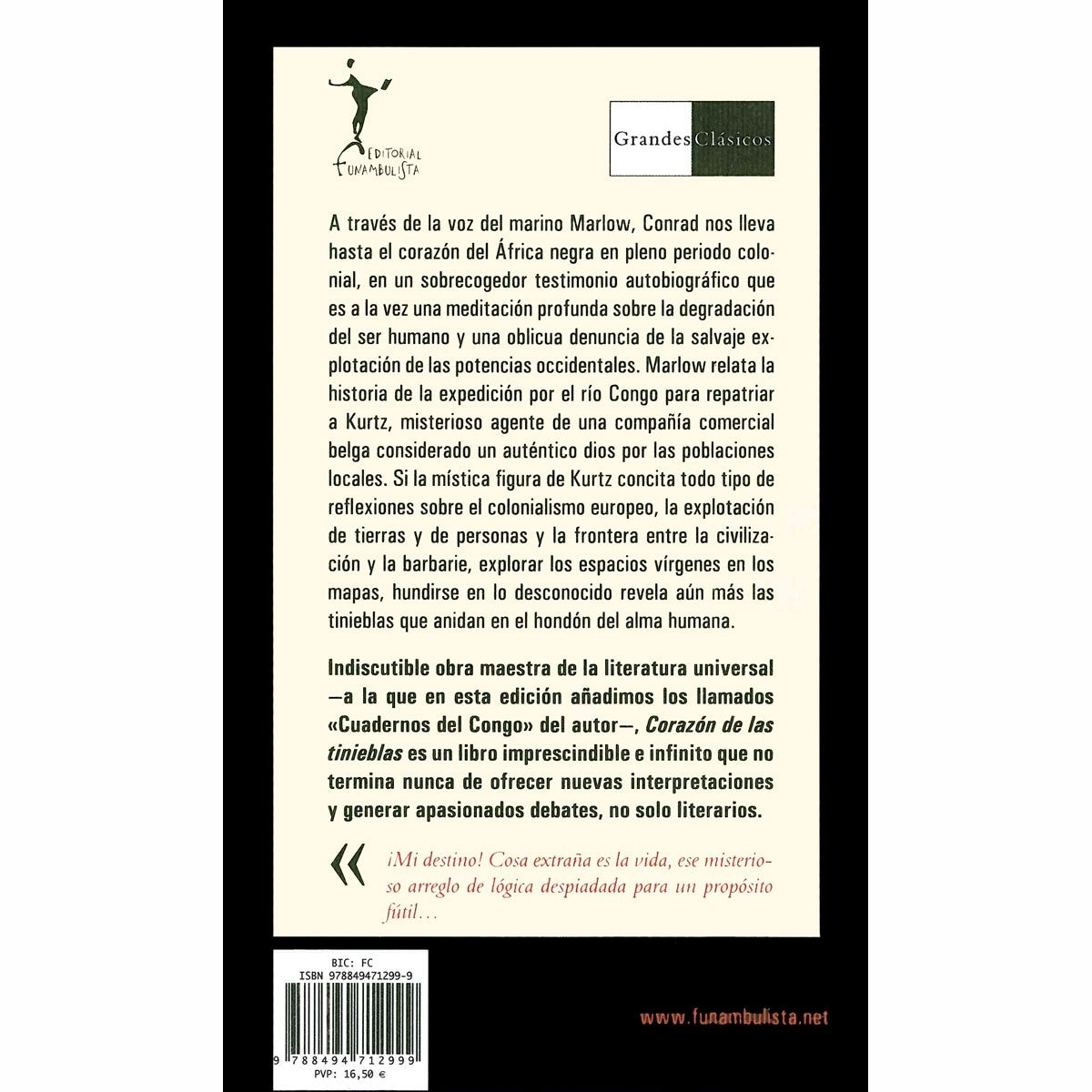 Corazón de las Tinieblas (Y Cuadernos Del Congo) Funambulista