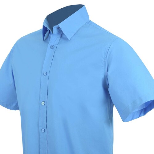Camisa Manga Corta Lisa Azul para Caballero Bruno Magnani