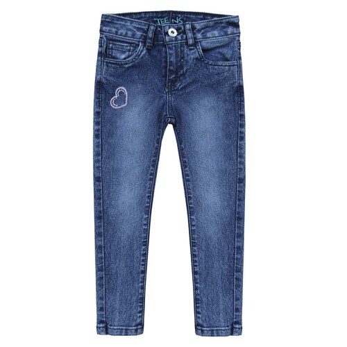 Jeans Skinny con Bordado de Corazon para Niña 4Teen