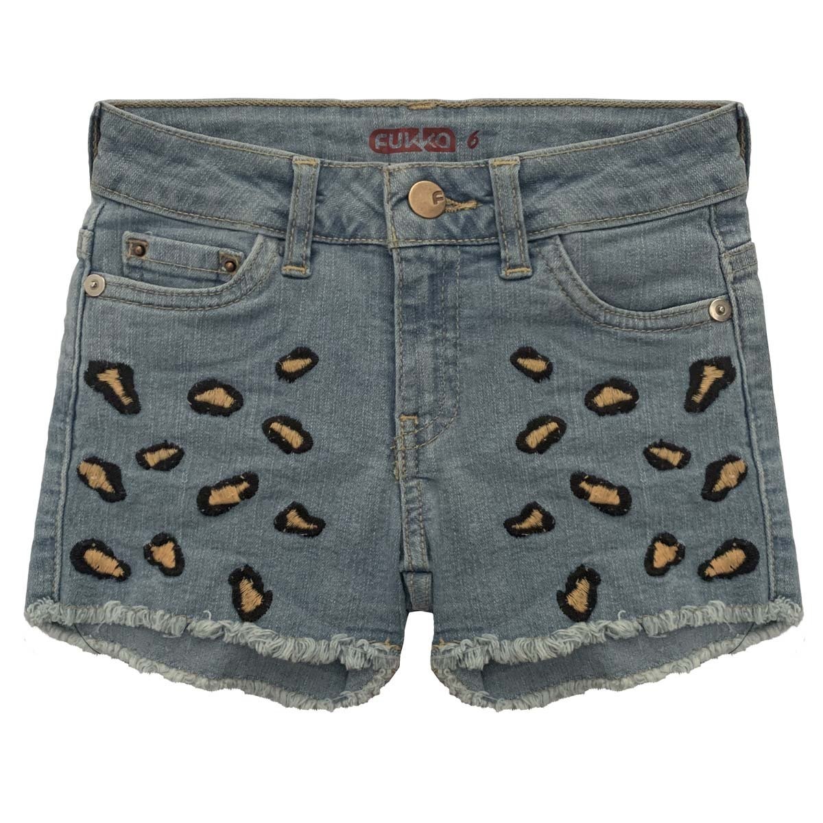 Short de Mezclilla con Bordado Y Deshilachado Fukka para Niña