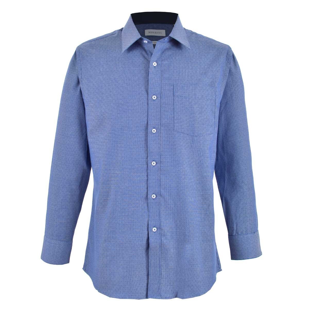 Camisa de Vestir para Caballero Manga Larga Azul Combinado Nina Ricci