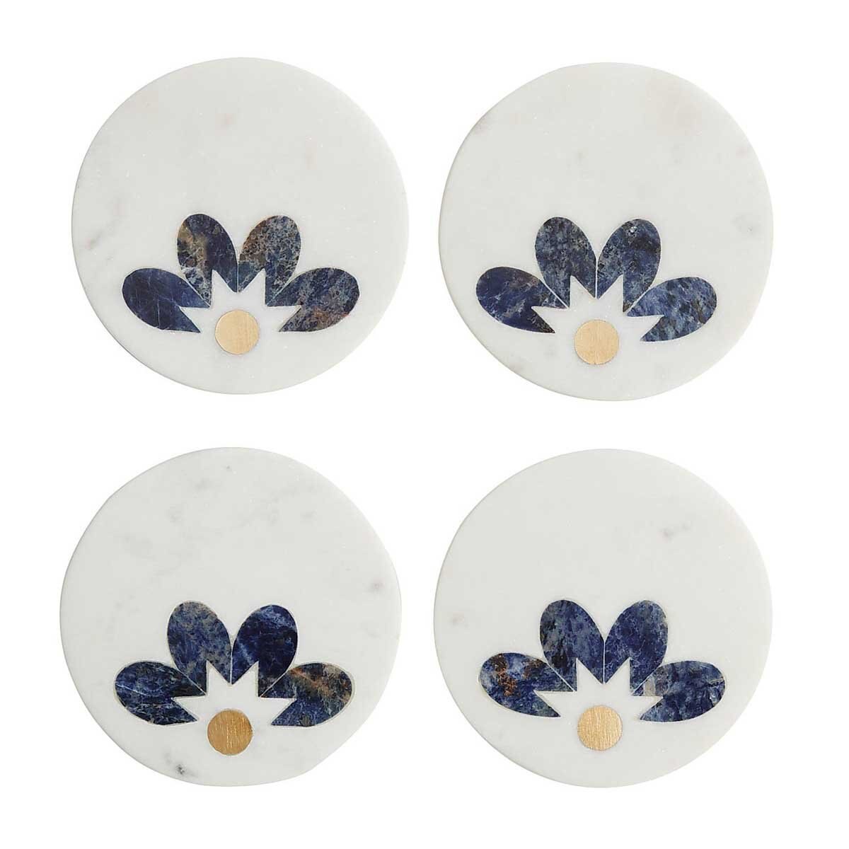 Porta Vasos Marble Blue Inlay - 4Pz - Pier 1 Imports