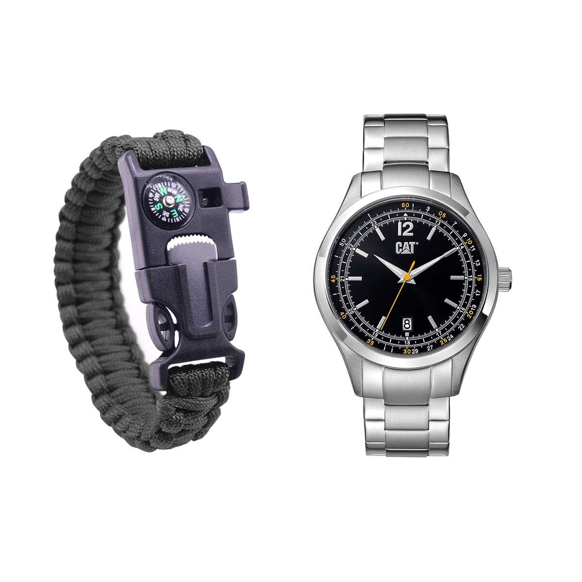 Set Box de Reloj y Brazalete Plata Caterpillar para Caballero