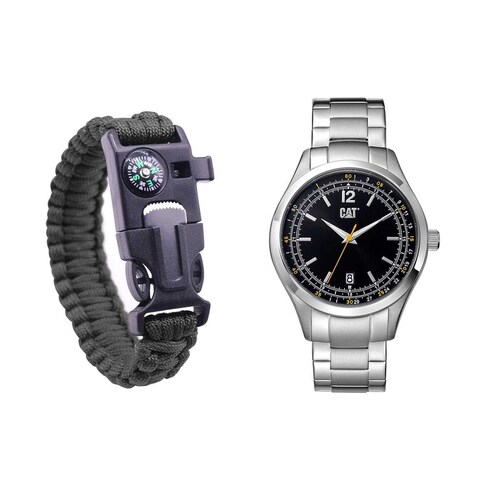 Set Box de Reloj y Brazalete Plata Caterpillar para Caballero