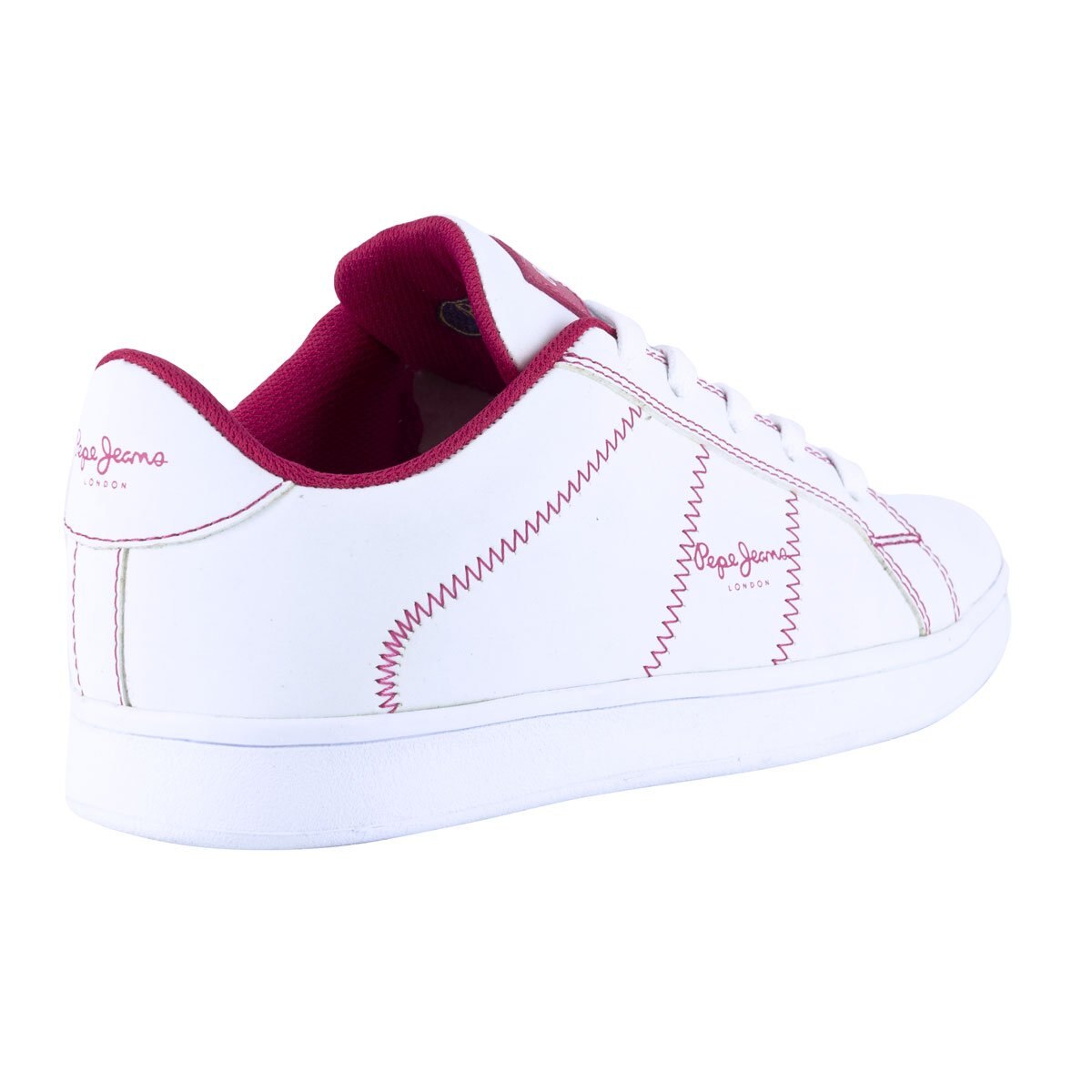 Tenis Casual Dama Blanco Costuras Contraste Rosa Pepe Jeans
