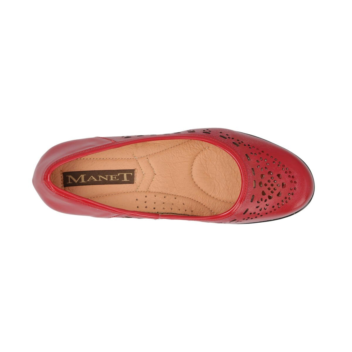 Zapatilla Roja de Piel Calada en Laser Manet