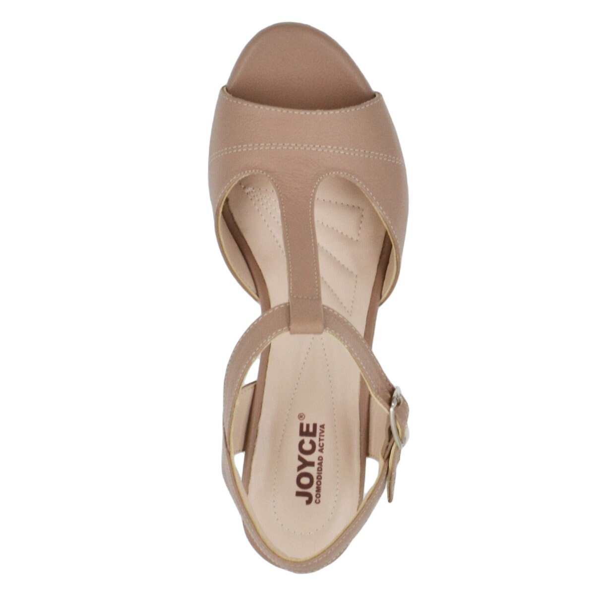 Sandalia con Tacón Y Ajuste T Color Beige Joyce