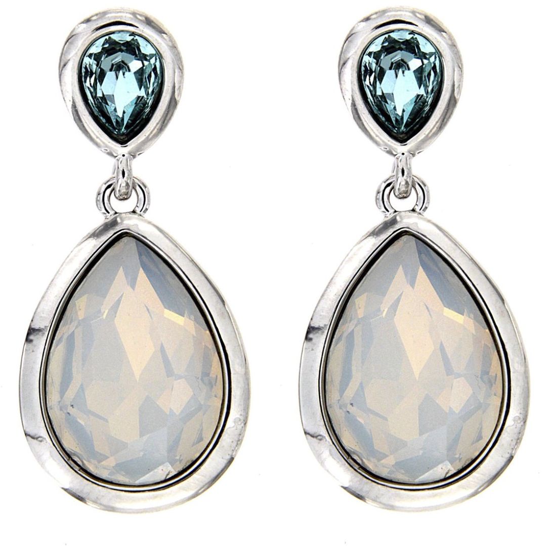 Arete con Cristales Lagrima en White Opal Y Sapphire Camilla Madrid