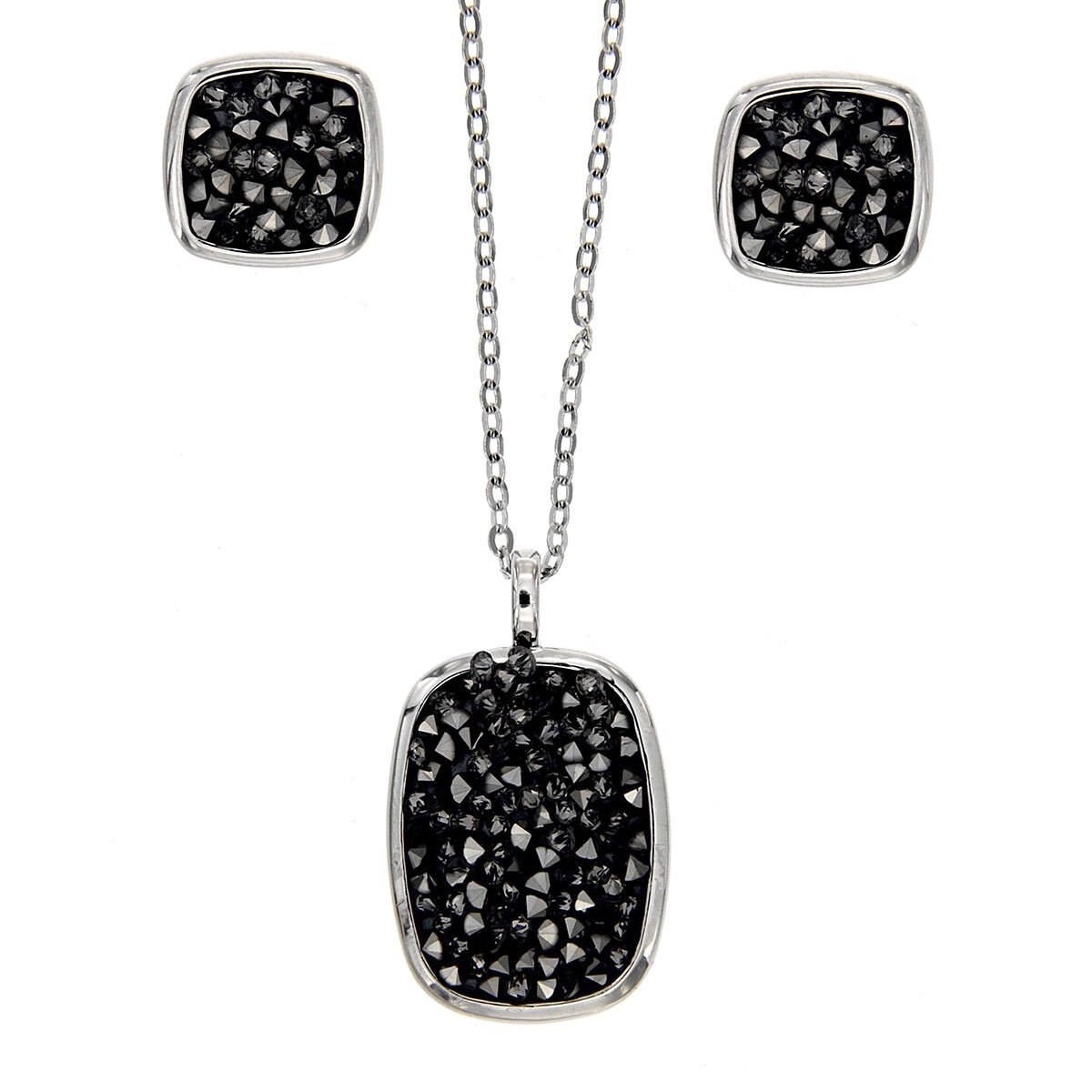 Juego Collar Y Aretes Moonlight Negro Coco Cherie