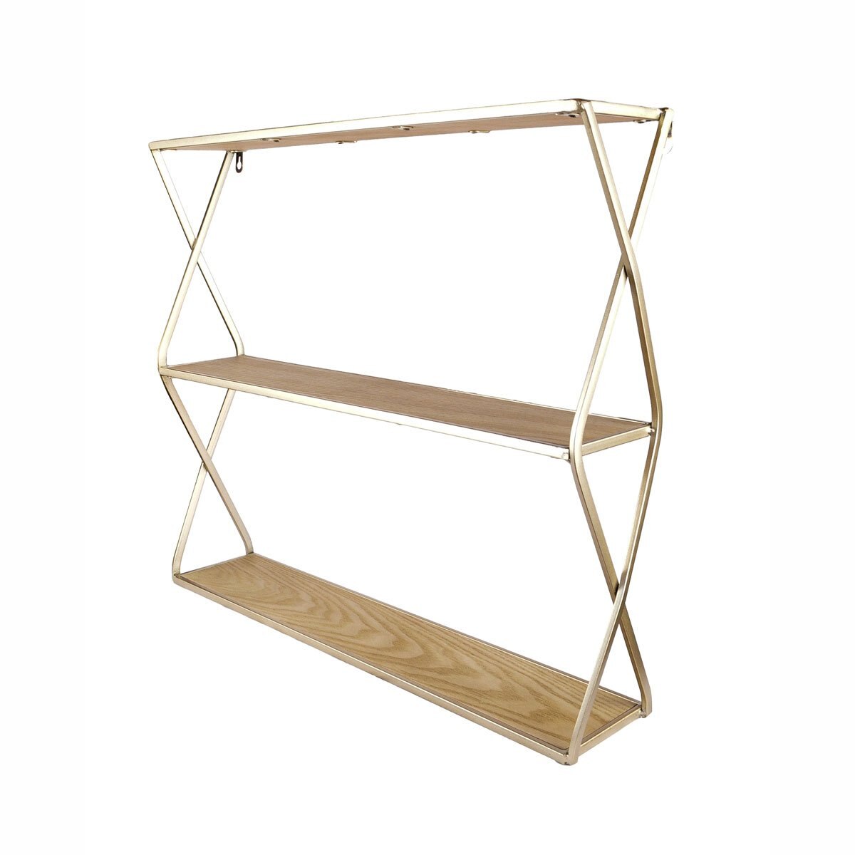 Home Nature Estante de Pared Rectangular de Metal 2 Niveles Dorado