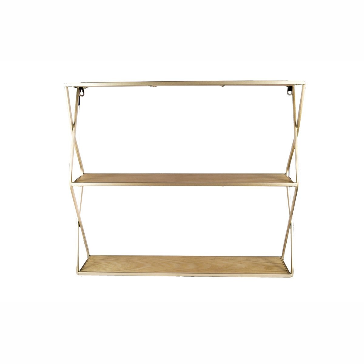 Home Nature Estante de Pared Rectangular de Metal 2 Niveles Dorado