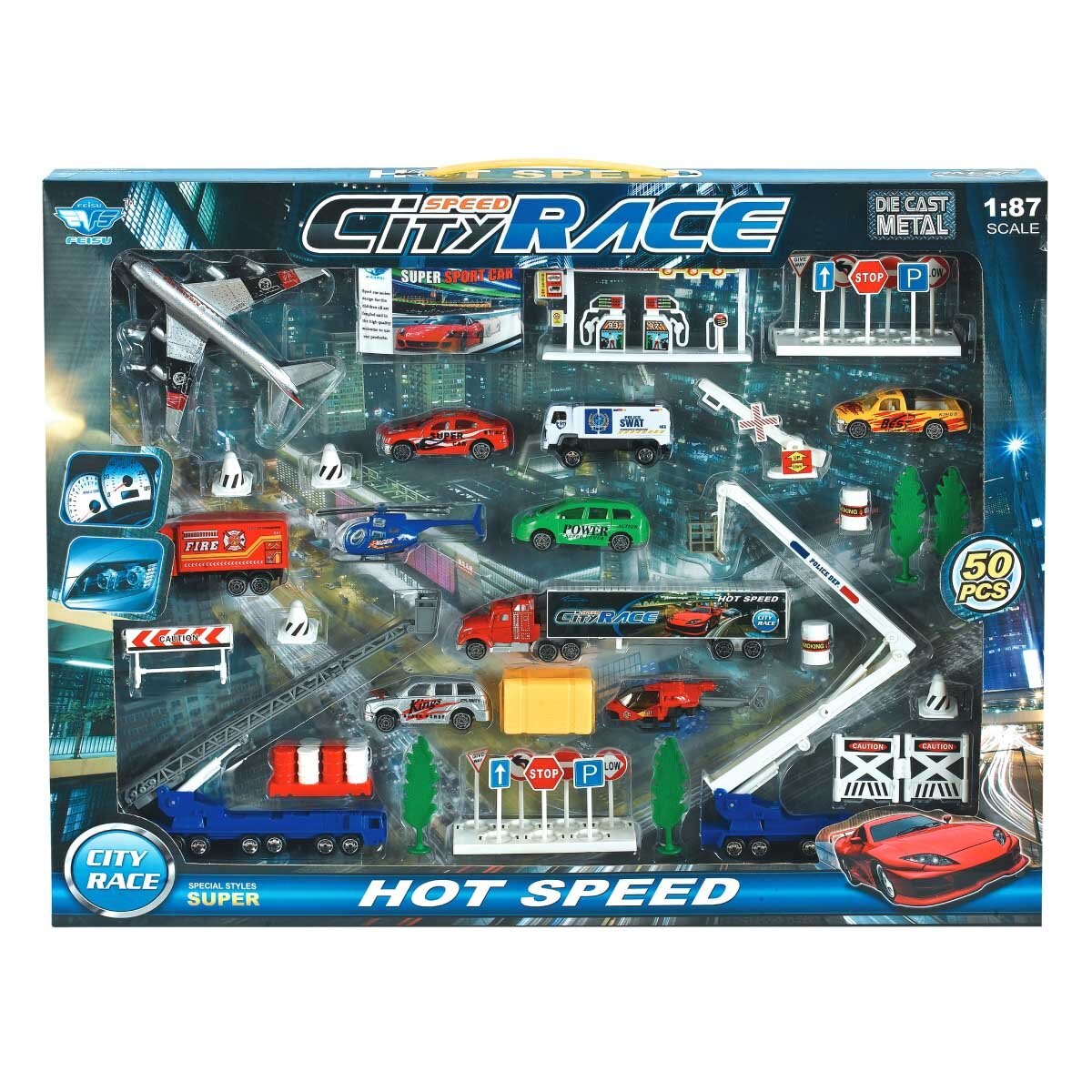 Set de Ciudad Race Car 50 Pz Feisu