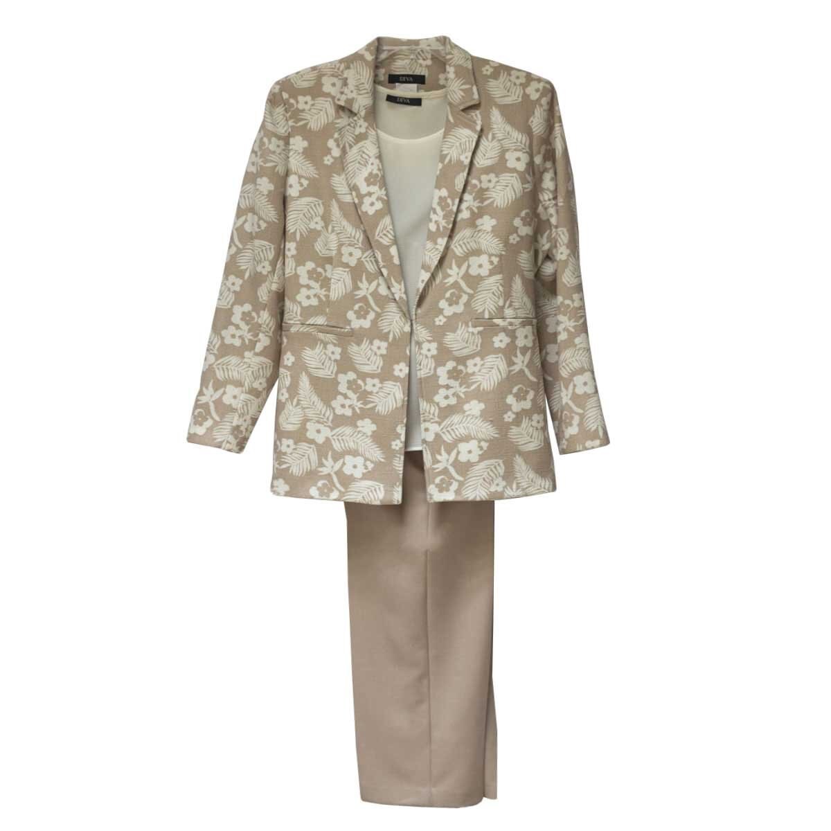 Conjunto Beige Combinado 3 Pzas. Saco Pant. Y Top Diva