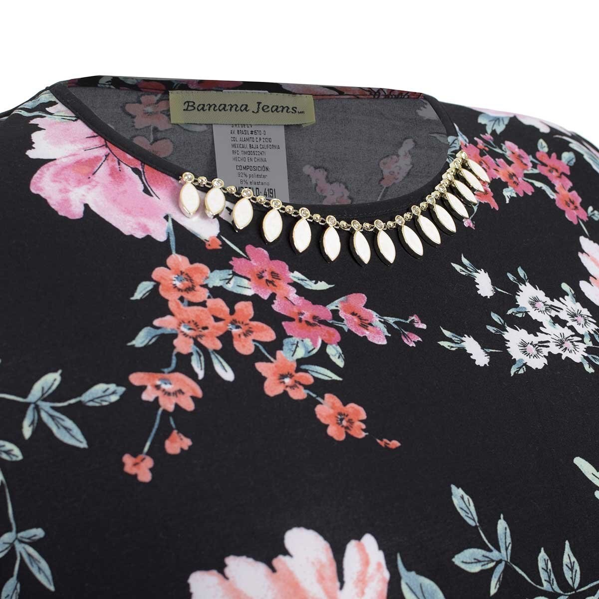 Blusa Multicolor Estampada Terminado en Pico Banana Jeans
