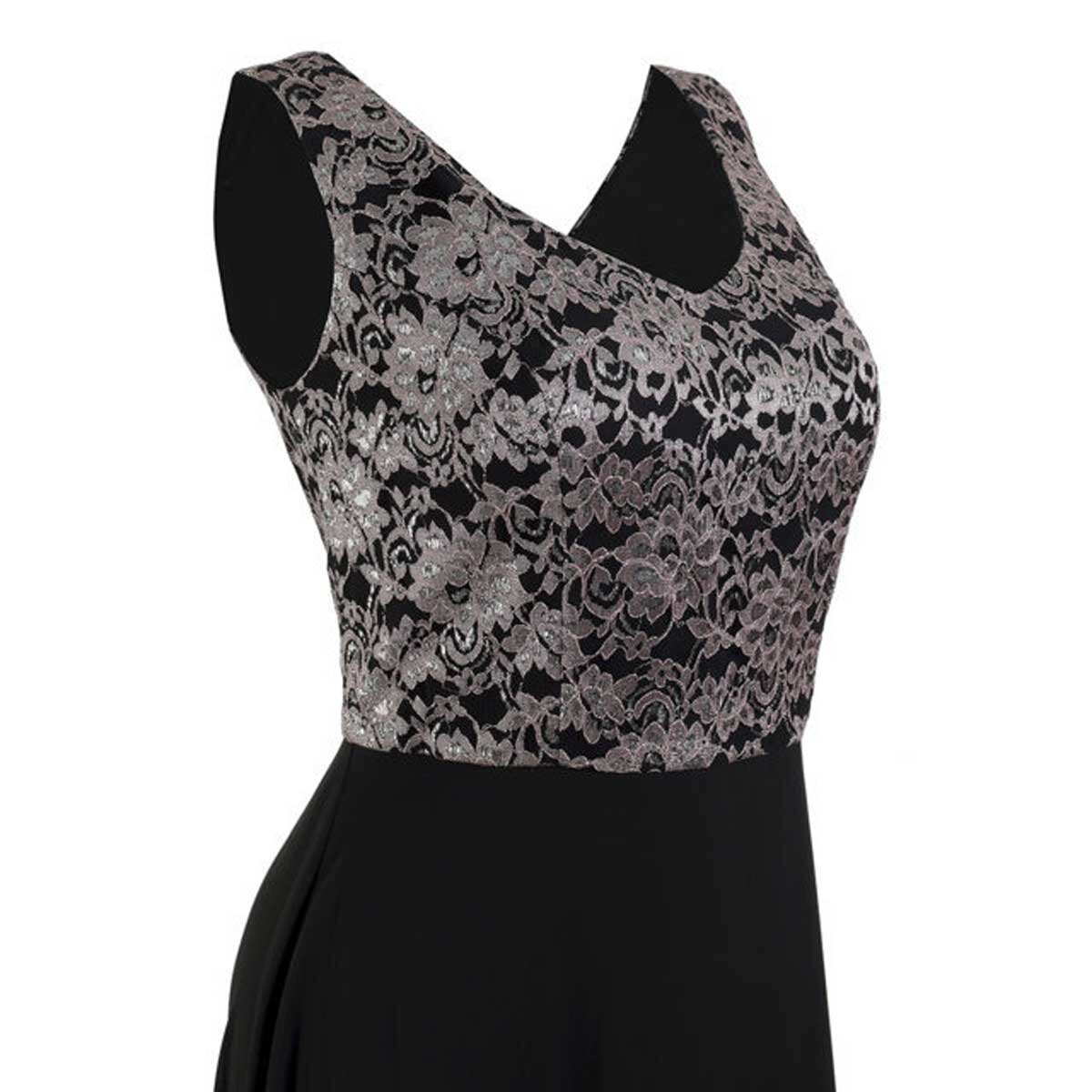 Vestido Negro Manga 3/4 Largo con Encaje D Turash