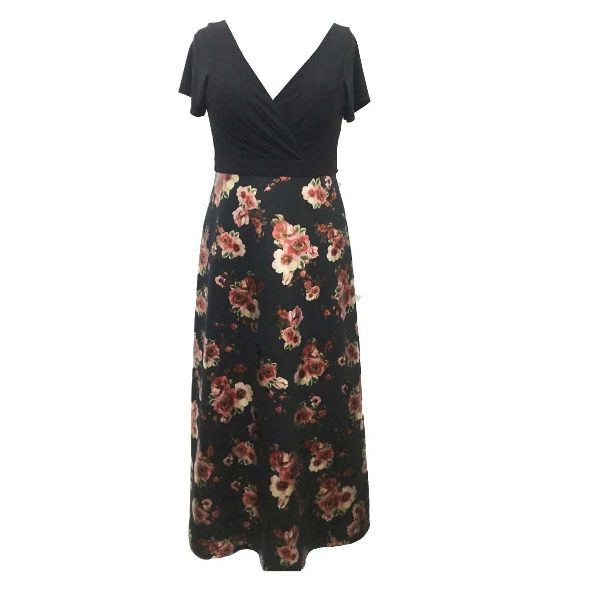 Vestido Negro Falda Estampada Valentina Tossa