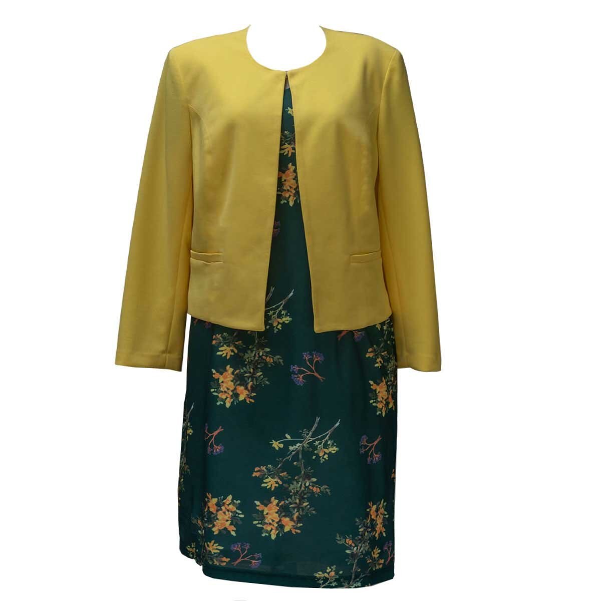 Conjunto Amarillo Combinado 2Pzas. Saco Y Vestido Diva