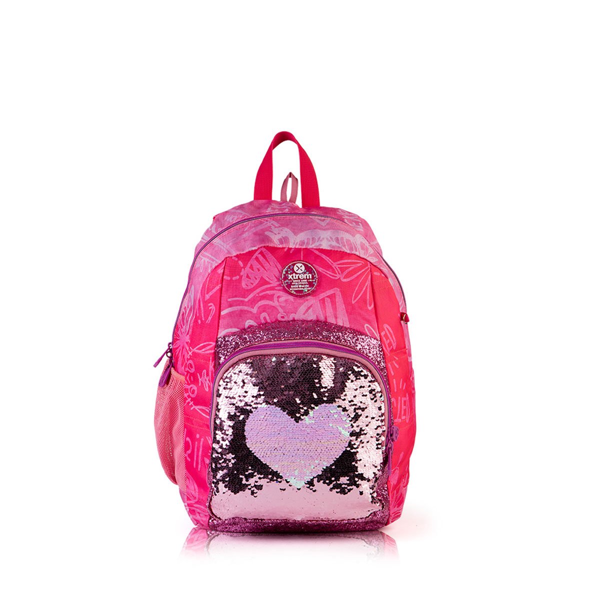 Mochila Tipo Backpack Impact Corazón Lentejuela Rosa Xtrem