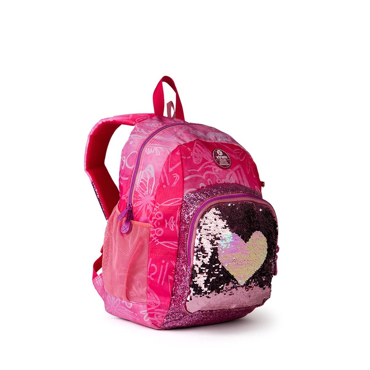 Mochila Tipo Backpack Impact Corazón Lentejuela Rosa Xtrem