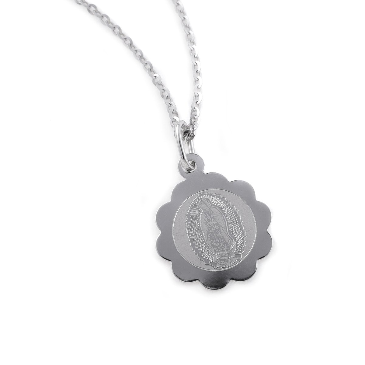 Medalla Virgen Flor con Cadena Medalla Italiana
