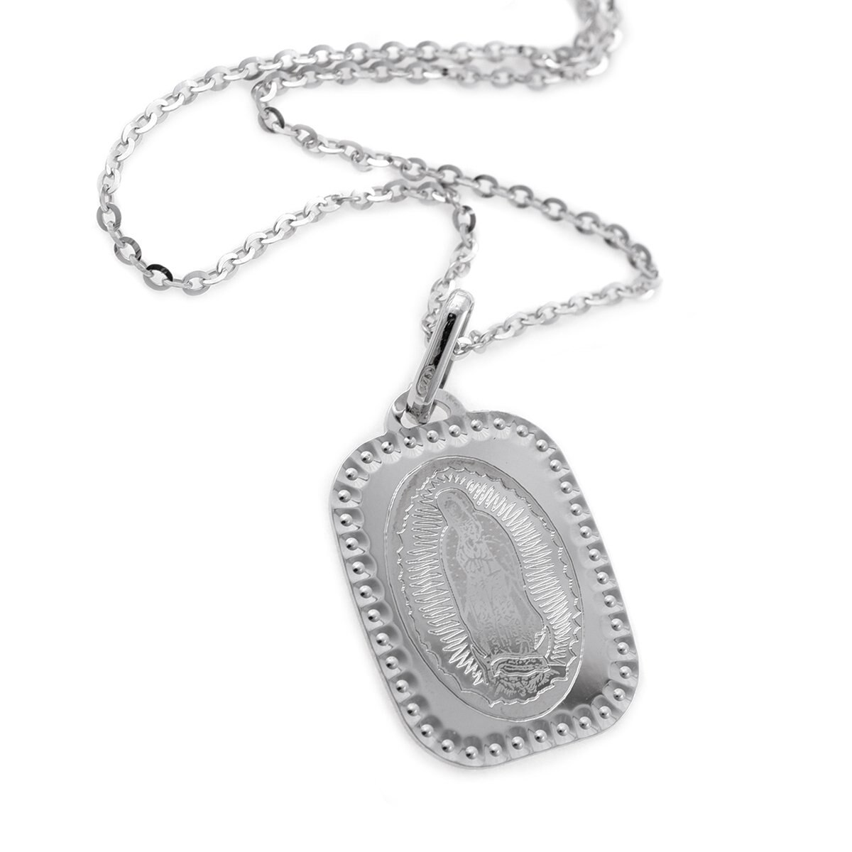 Medalla Rect Diamantada Y Cadena Medalla Italiana