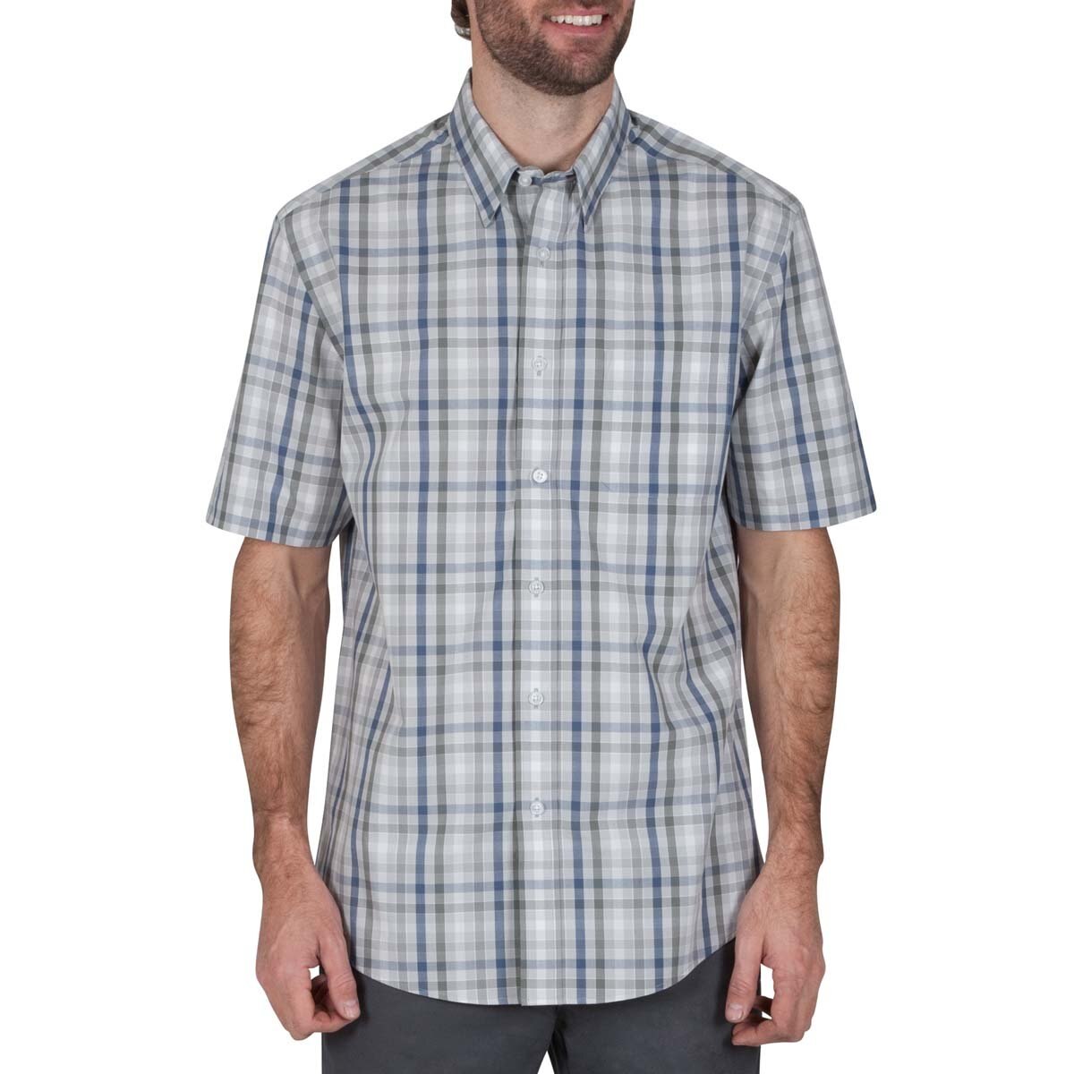 Camisa Gris Manga Corta a Cuadros para Caballero Haggar