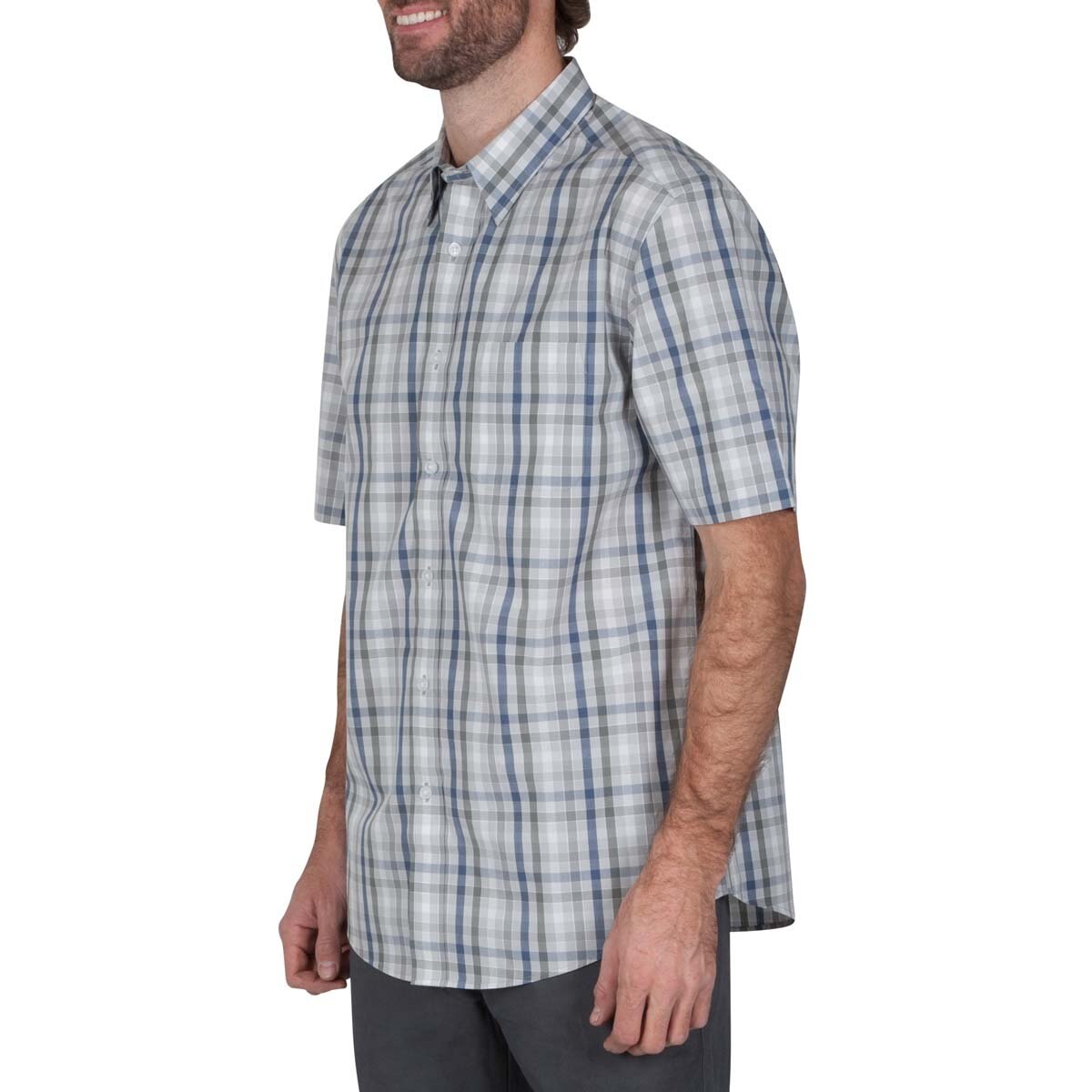 Camisa Gris Manga Corta a Cuadros para Caballero Haggar