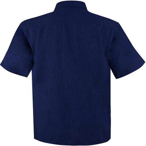 Camisa Azul Obscuro con Bordado Y Manga Corta para Caballero G Candila