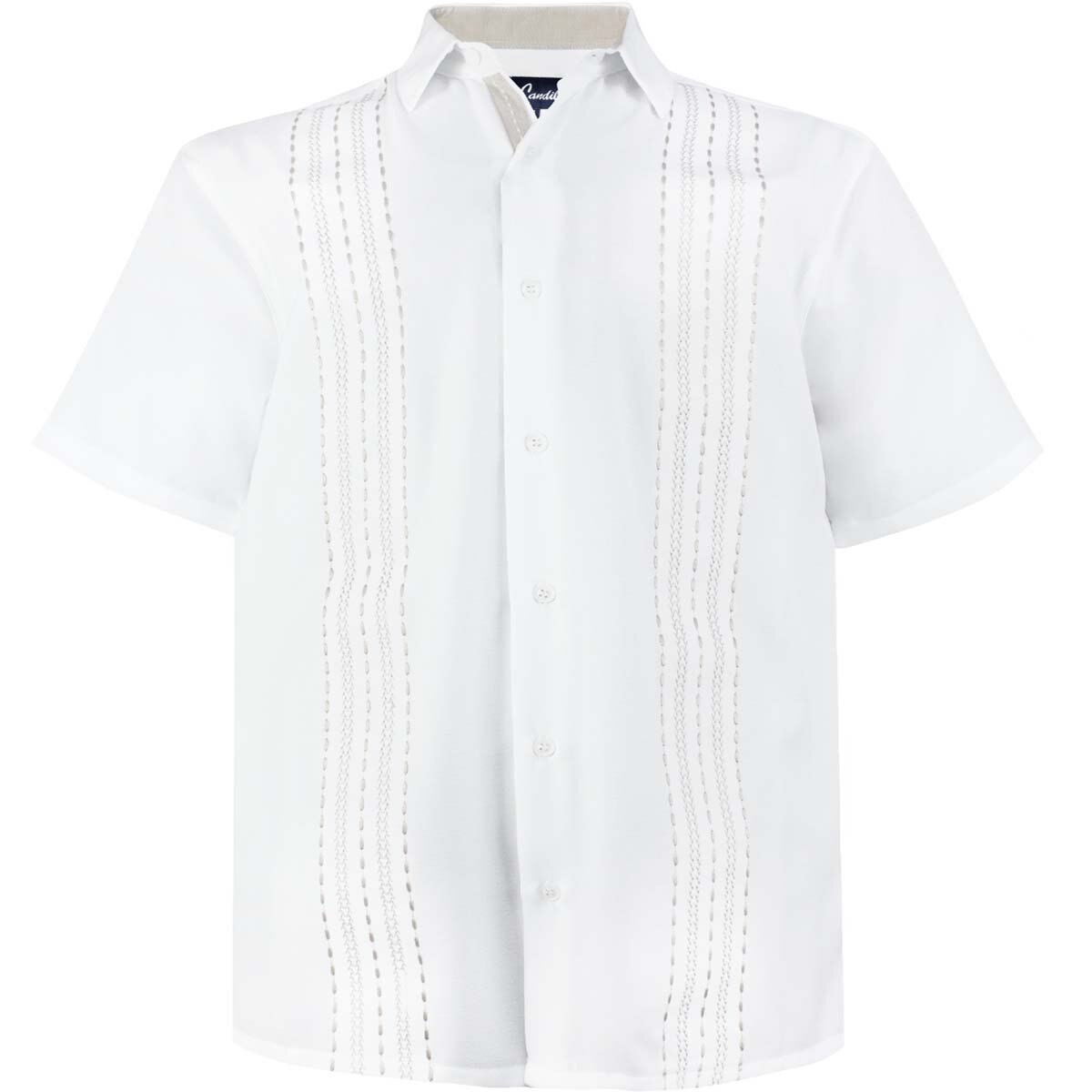 Camisa Blanca con Bordado Y Manga Corta para Caballero G Candila