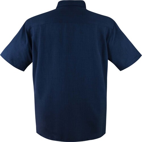 Camisa Azul Marino con Bordado Manga Corta para Caballero Cancumisa