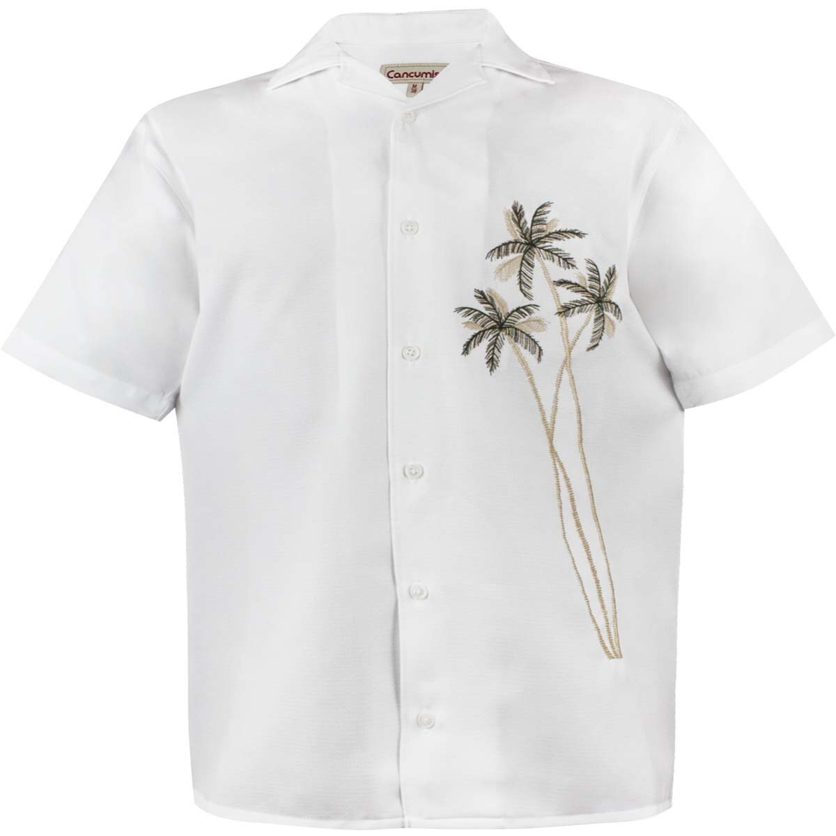 camisa blanca con palmeras