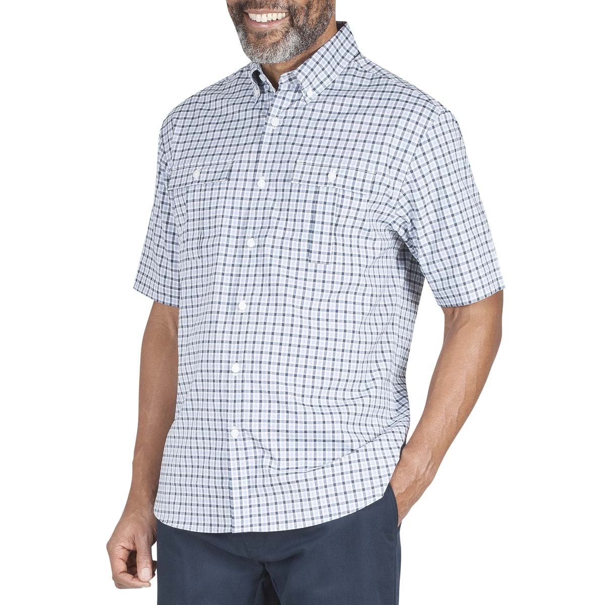 Camisa Azul a Cuadros Manga Corta para Caballero Haggar