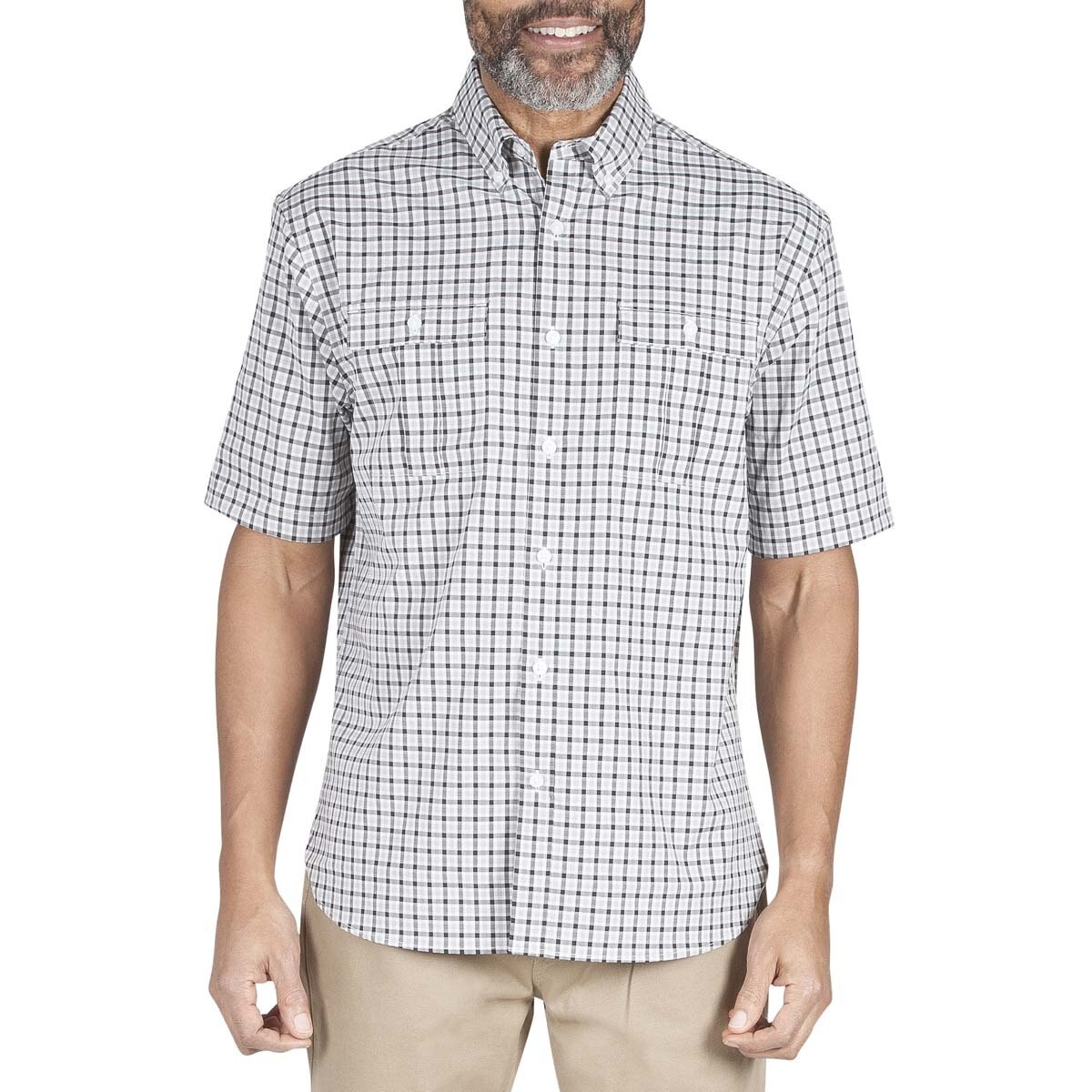 Camisa Gris a Cuadros Manga Corta para Caballero Haggar