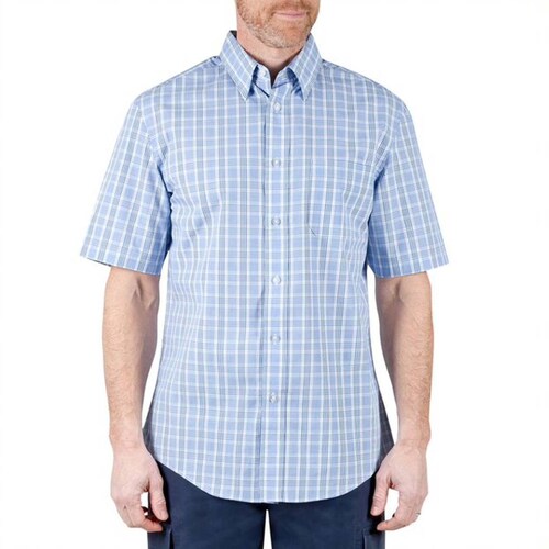 Camisa Manga Corta a Cuadros Azul para Caballero Haggar