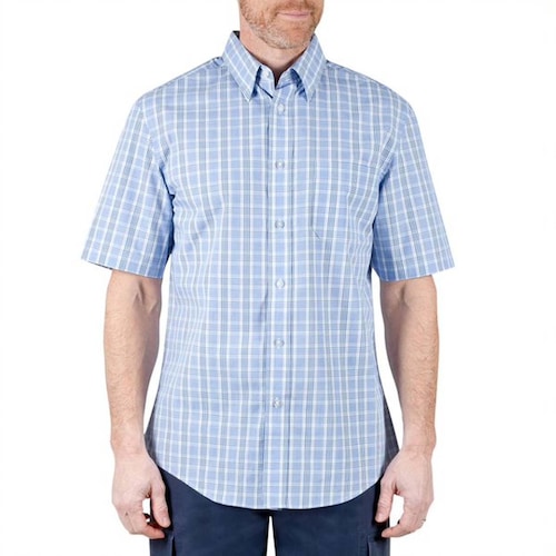 Camisa Manga Corta a Cuadros Azul para Caballero Haggar